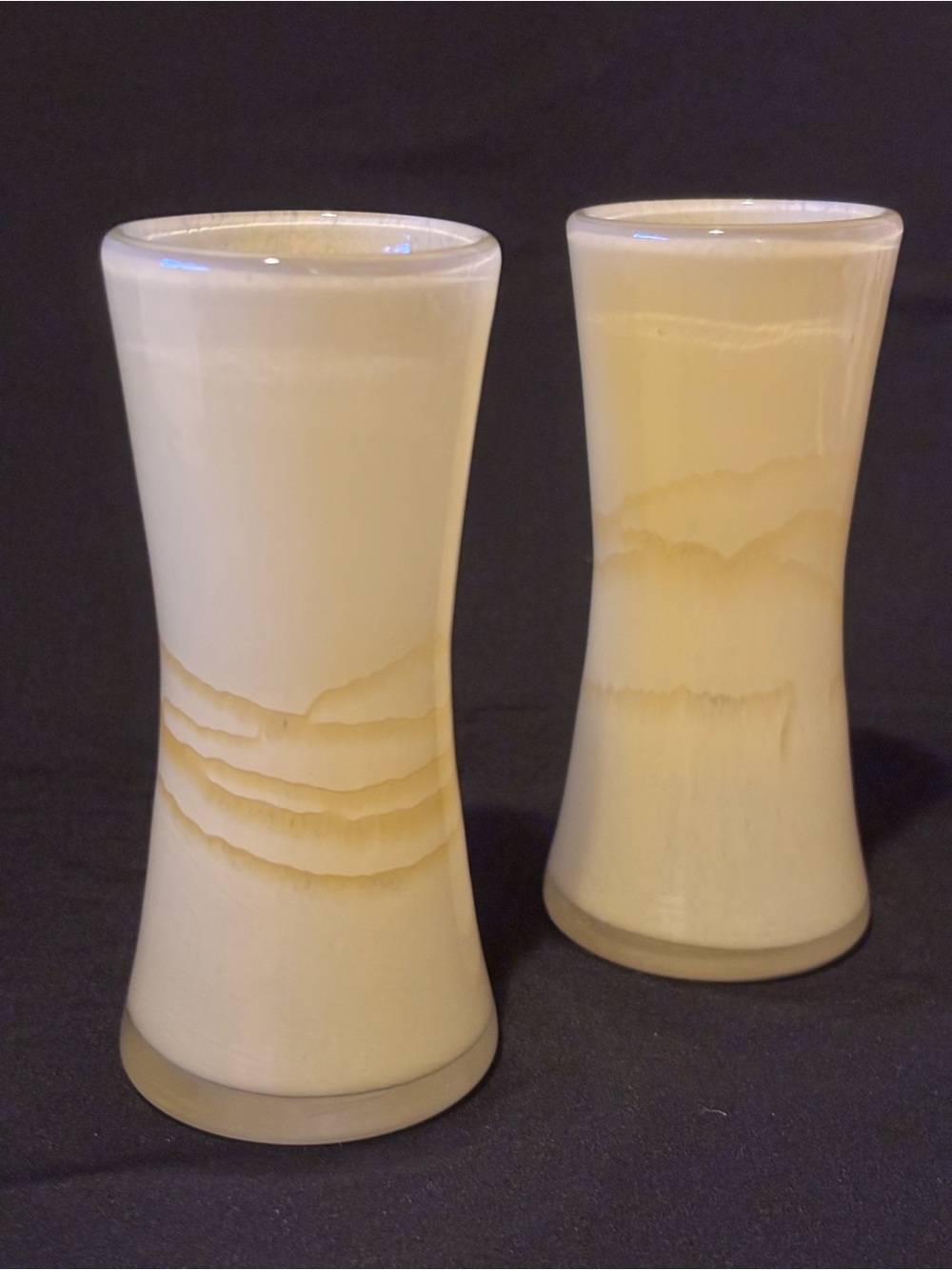 Set of 2 Butterscotch Marble Design Vases.